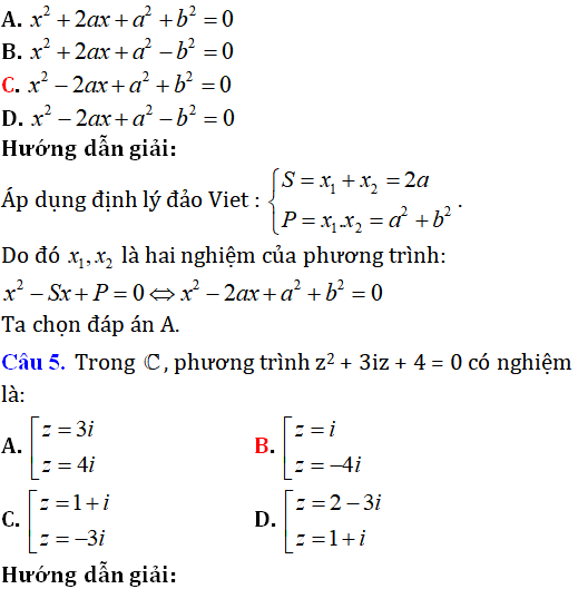 65 bài tập trắc nghiệm phương trình bậc hai với hệ số thực trên tập số phức có lời giải - Toán lớp 12