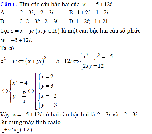 65 bài tập trắc nghiệm phương trình bậc hai với hệ số thực trên tập số phức có lời giải - Toán lớp 12