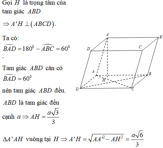 65 bài tập trắc nghiệm Thể tích khối đa diện có lời giải - Toán lớp 12