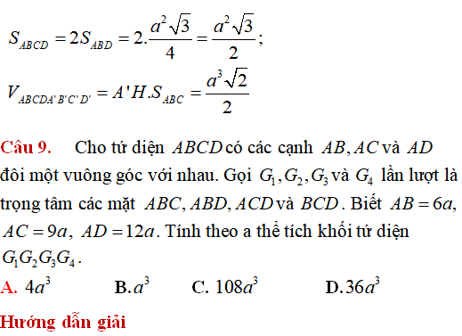 65 bài tập trắc nghiệm Thể tích khối đa diện có lời giải - Toán lớp 12