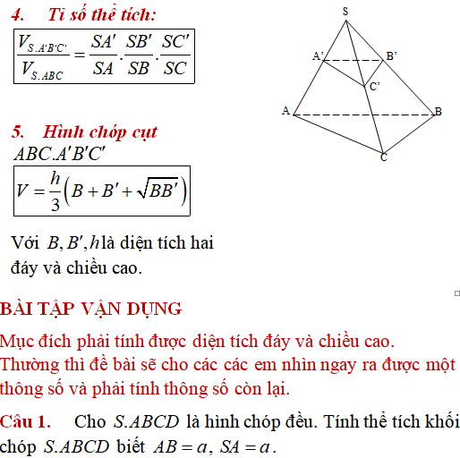 65 bài tập trắc nghiệm Thể tích khối đa diện có lời giải - Toán lớp 12