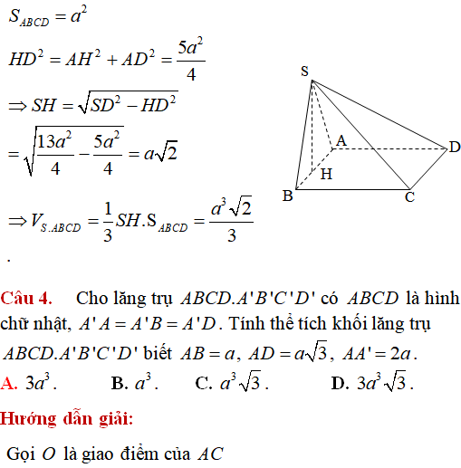 65 bài tập trắc nghiệm Thể tích khối đa diện có lời giải - Toán lớp 12