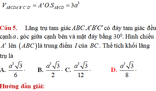 65 bài tập trắc nghiệm Thể tích khối đa diện có lời giải - Toán lớp 12