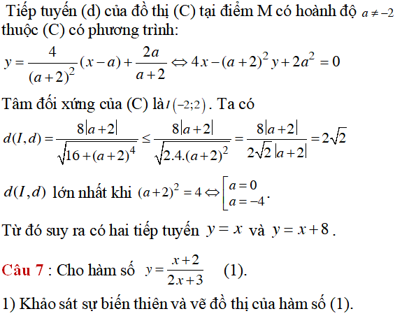 70 bài tập tiếp tuyến của đồ thị hàm số có lời giải (phần 1) - Toán lớp 12