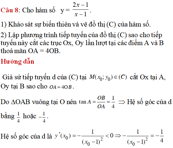 70 bài tập tiếp tuyến của đồ thị hàm số có lời giải (phần 1) - Toán lớp 12