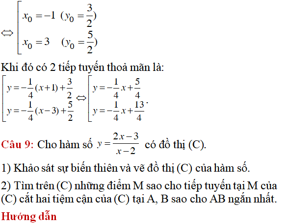 70 bài tập tiếp tuyến của đồ thị hàm số có lời giải (phần 1) - Toán lớp 12