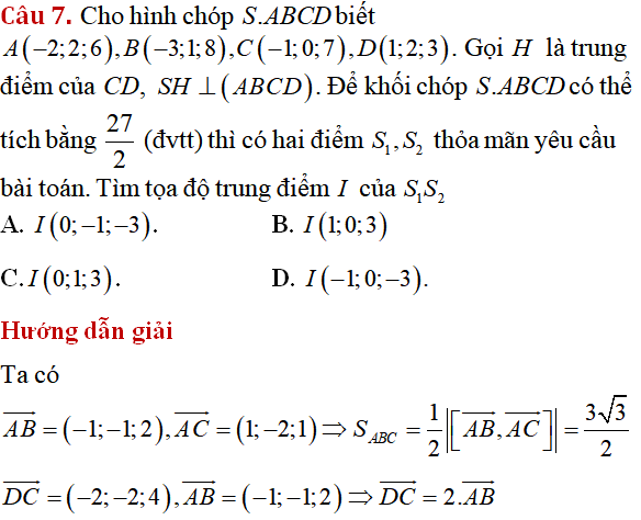 75 bài tập trắc nghiệm Hệ trục tọa độ trong không gian có lời giải - Toán lớp 12