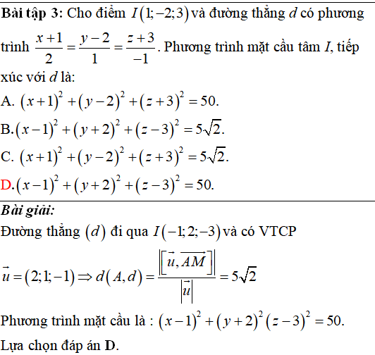 90 bài tập trắc nghiệm Phương trình mặt cầu có lời giải - Toán lớp 12