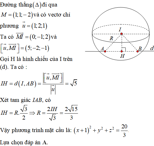 90 bài tập trắc nghiệm Phương trình mặt cầu có lời giải - Toán lớp 12