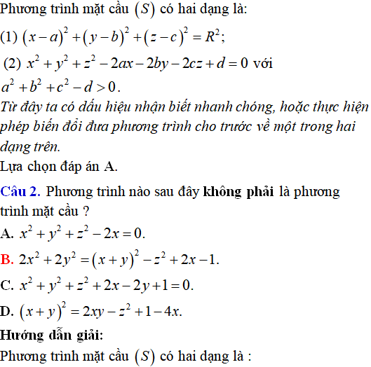 90 bài tập trắc nghiệm Phương trình mặt cầu có lời giải - Toán lớp 12