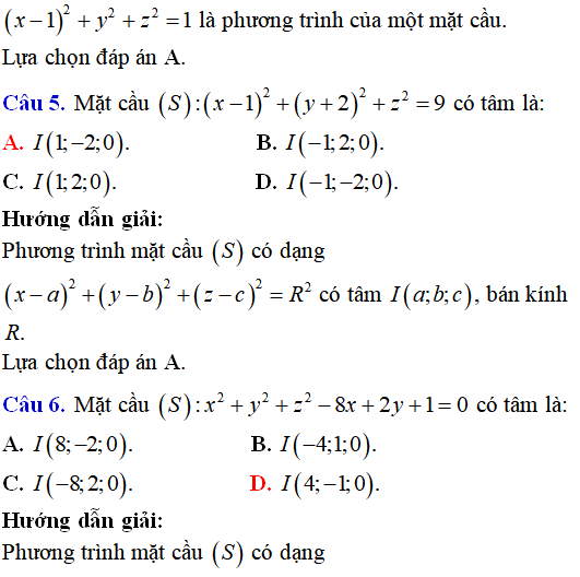 90 bài tập trắc nghiệm Phương trình mặt cầu có lời giải - Toán lớp 12