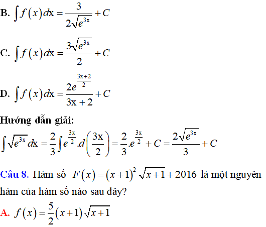 Bài tập Nguyên hàm của hàm số chứa căn thức có lời giải - Toán lớp 12