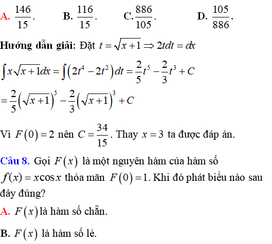 Bài tập Nguyên hàm của hàm số đa thức, phân thức có lời giải (vận dụng cao) - Toán lớp 12