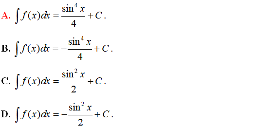 Bài tập Nguyên hàm của hàm số lượng giác có lời giải - Toán lớp 12