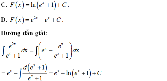 Bài tập Nguyên hàm của hàm số mũ, hàm số logarit có lời giải - Toán lớp 12