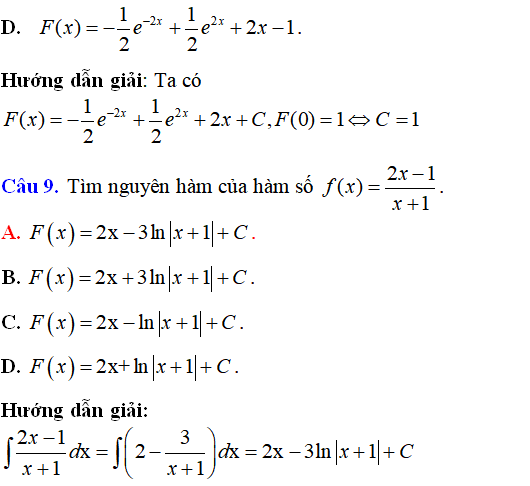 Bài tập Nguyên hàm của hàm số mũ, hàm số logarit có lời giải - Toán lớp 12