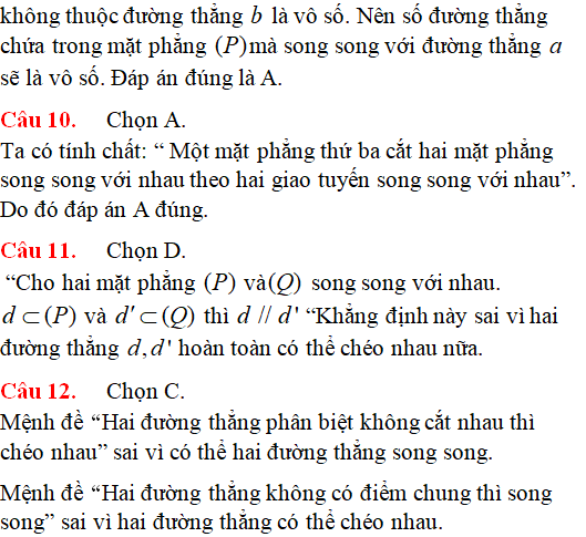 Bài tập Quan hệ song song trong không gian cơ bản có lời giải - Toán lớp 12