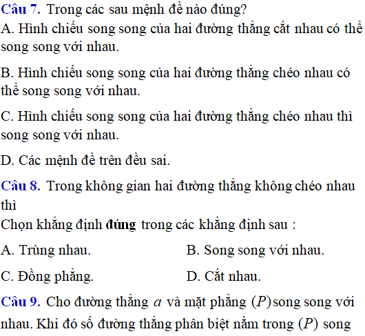 Bài tập Quan hệ song song trong không gian cơ bản có lời giải - Toán lớp 12