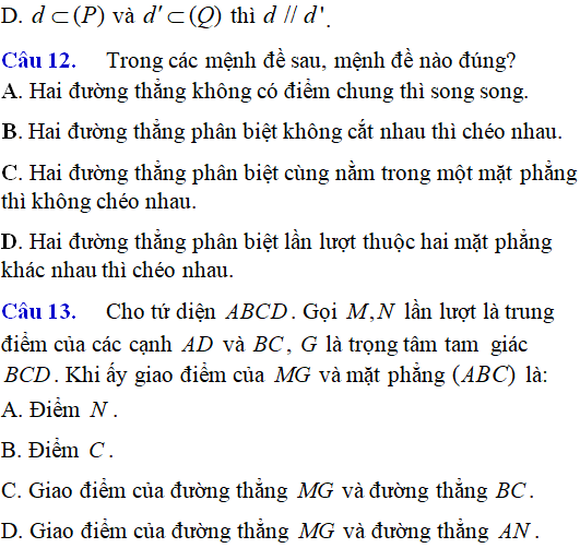 Bài tập Quan hệ song song trong không gian cơ bản có lời giải - Toán lớp 12