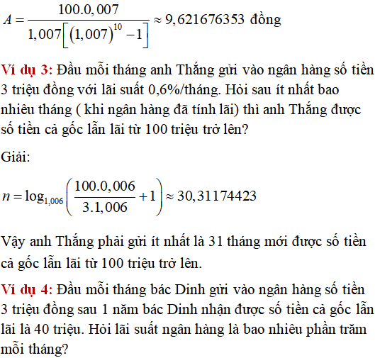 Các bài toán thực tế lớp 12 có lời giải - Toán lớp 12