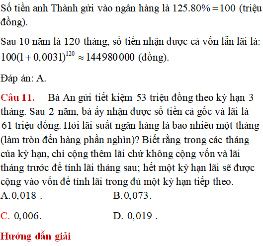 Các bài toán thực tế lớp 12 có lời giải - Toán lớp 12