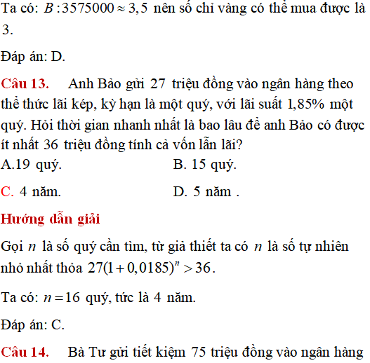 Các bài toán thực tế lớp 12 có lời giải - Toán lớp 12