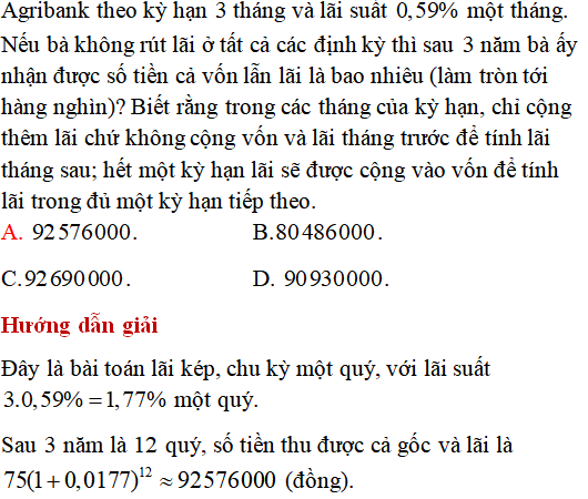 Các bài toán thực tế lớp 12 có lời giải - Toán lớp 12