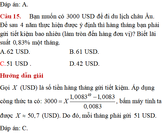 Các bài toán thực tế lớp 12 có lời giải - Toán lớp 12