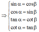 Công thức Tỉ số lượng giác của góc nhọn