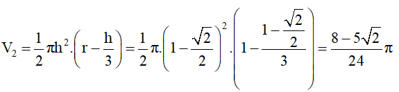 Công thức tính thể tích các khối tròn xoay đặc biệt