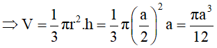 Công thức tính thể tích khối nón