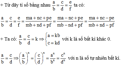 Công thức về tính chất của dãy tỉ số bằng nhau hay nhất