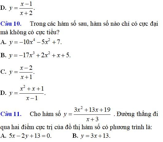 Cực trị của hàm số - Toán lớp 12