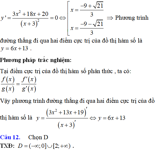 Cực trị của hàm số - Toán lớp 12