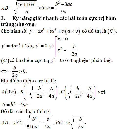 Cực trị của hàm số - Toán lớp 12