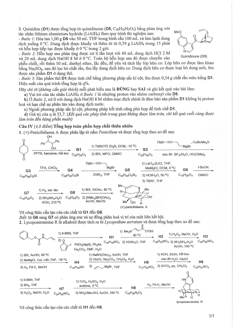 Đề thi HSG Hóa học Quốc gia 2025-2026 có lời giải (ngày 2)