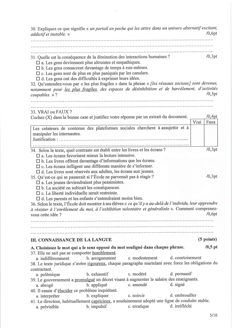 Đề thi HSG Tiếng Pháp Quốc gia 2025-2026 có lời giải (ngày 1)