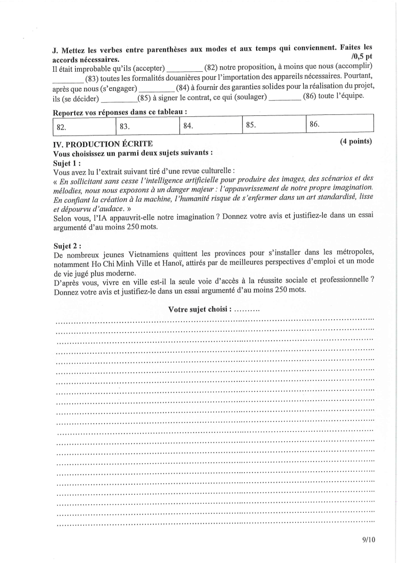Đề thi HSG Tiếng Pháp Quốc gia 2025-2026 có lời giải (ngày 1)
