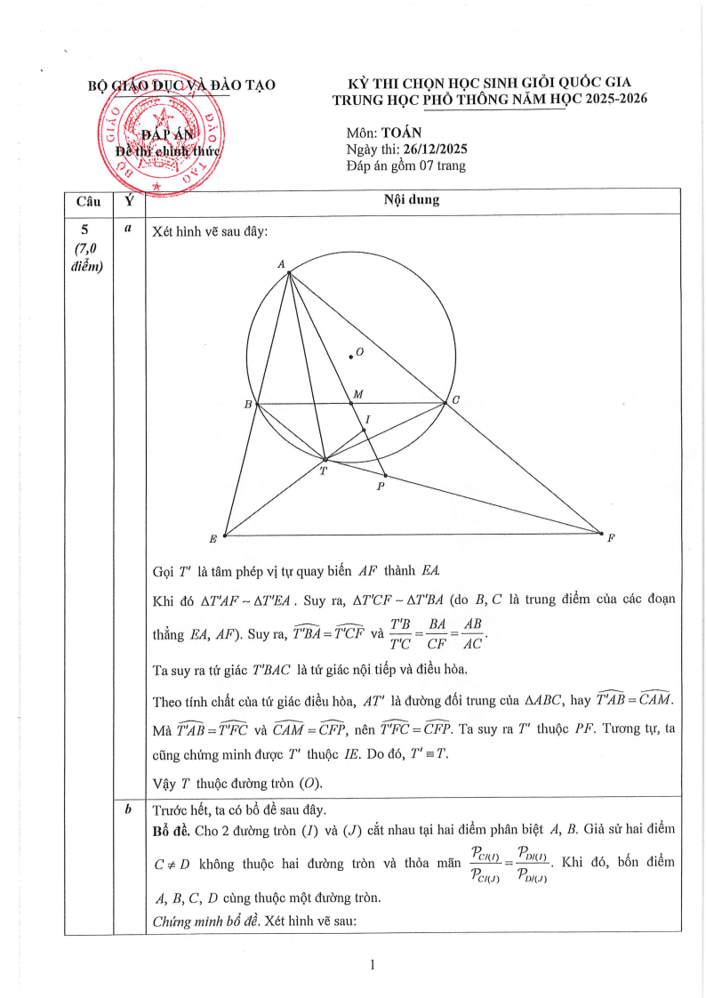 Đề thi HSG Toán Quốc gia 2025-2026 có lời giải (ngày 2)