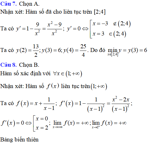 Giá trị lớn nhất, nhỏ nhất của hàm số - Toán lớp 12