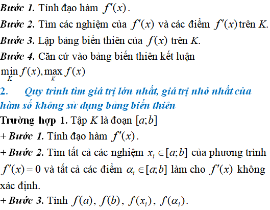 Giá trị lớn nhất, nhỏ nhất của hàm số - Toán lớp 12