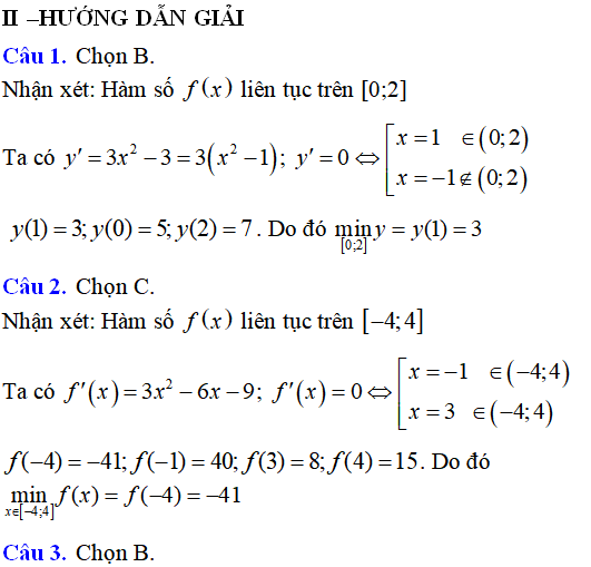 Giá trị lớn nhất, nhỏ nhất của hàm số - Toán lớp 12