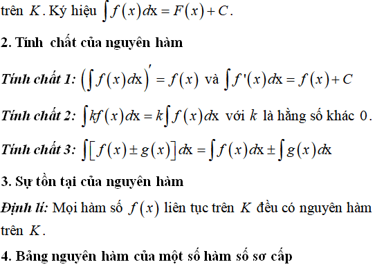 Lý thuyết, Phương pháp giải bài tập Nguyên hàm - Toán lớp 12