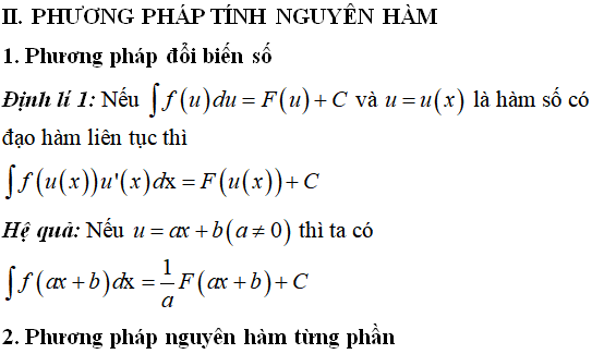 Lý thuyết, Phương pháp giải bài tập Nguyên hàm - Toán lớp 12