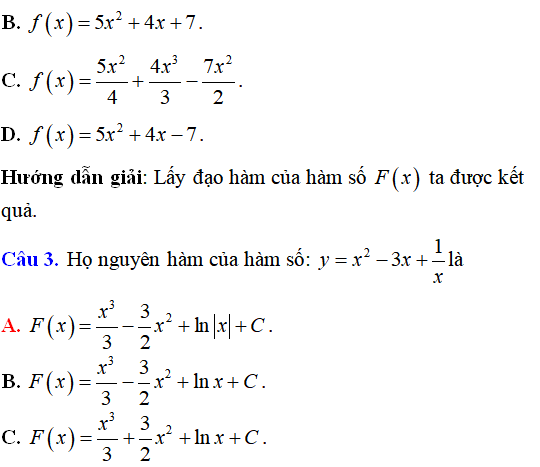 Lý thuyết, Phương pháp giải bài tập Nguyên hàm - Toán lớp 12