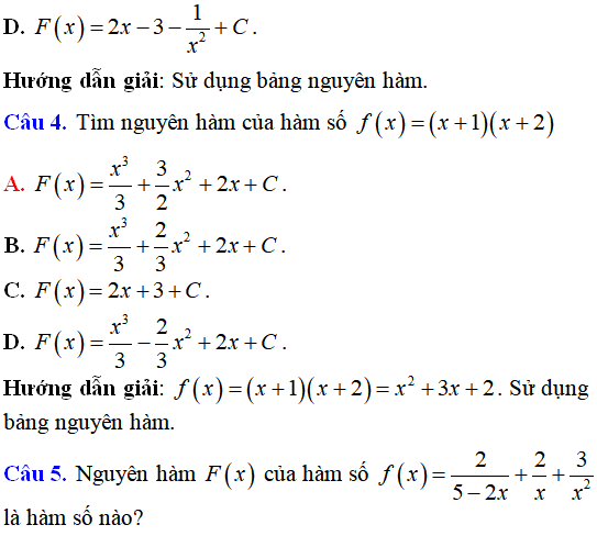 Lý thuyết, Phương pháp giải bài tập Nguyên hàm - Toán lớp 12