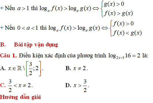 Lý thuyết và 100 bài tập phương trình, bất phương trình logarit có lời giải (phần 1) - Toán lớp 12