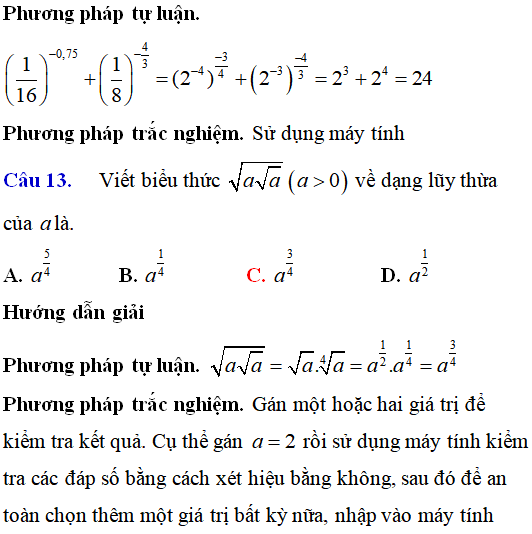 Lý thuyết và 115 bài tập trắc nghiệm Lũy thừa có lời giải (phần 1) - Toán lớp 12