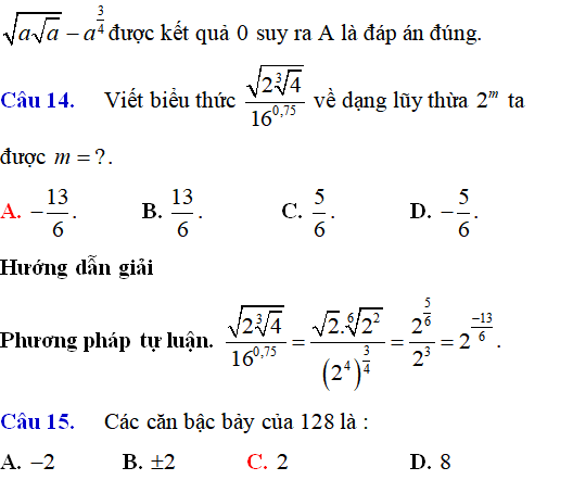 Lý thuyết và 115 bài tập trắc nghiệm Lũy thừa có lời giải (phần 1) - Toán lớp 12