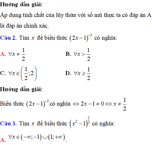 Lý thuyết và 115 bài tập trắc nghiệm Lũy thừa có lời giải (phần 1) - Toán lớp 12